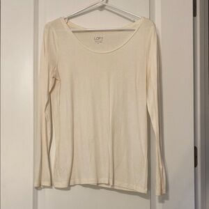 LOFT Cream Fitted Long Sleeve T-Shirt